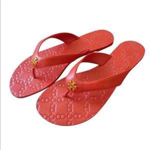 Tory burch Orange/red Monroe Sandal MINT condition